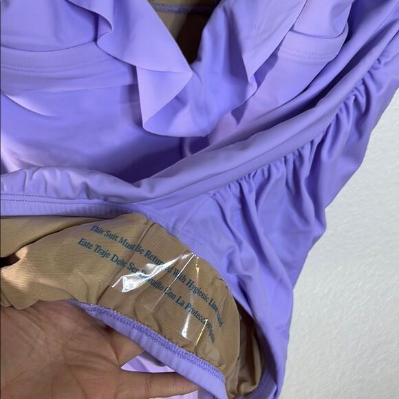 NWT- Shade & Shore-Lavender Ruffle One-Piece Swimsuit- Size 18 - Picture 10 of 10